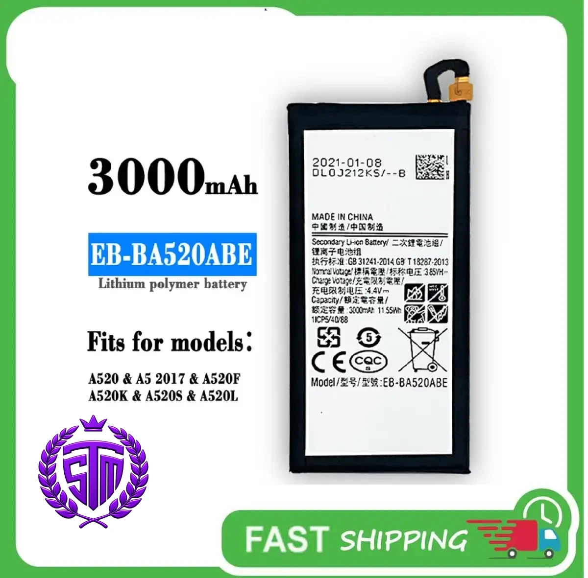 A520 , For Samsung Galaxy A5 2017 battery EB-BA520ABE SM-A520 Battery Replacement