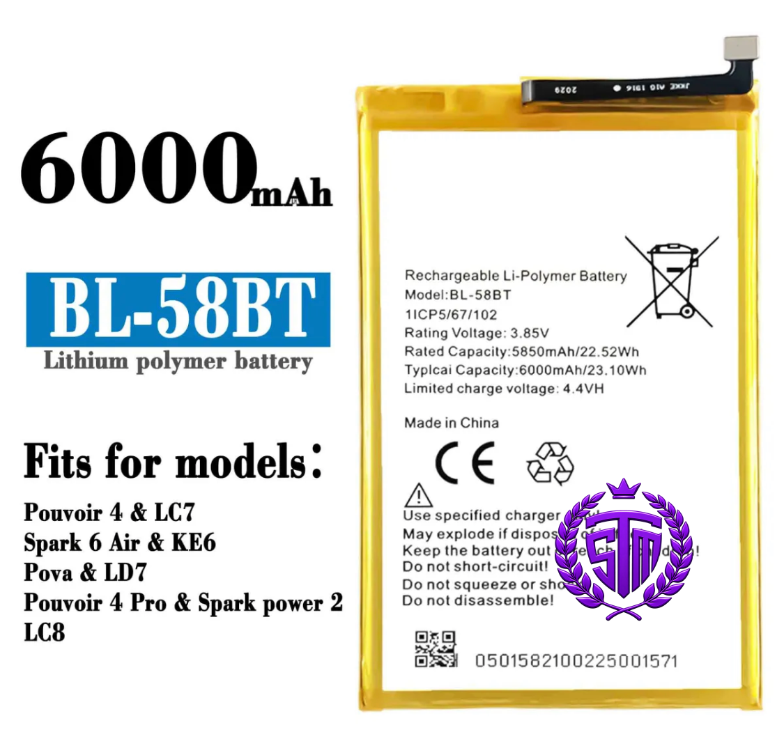 BL-58BT Battery | Tecno Spark 10 Pro / Camon 20 / BL58BT Battery