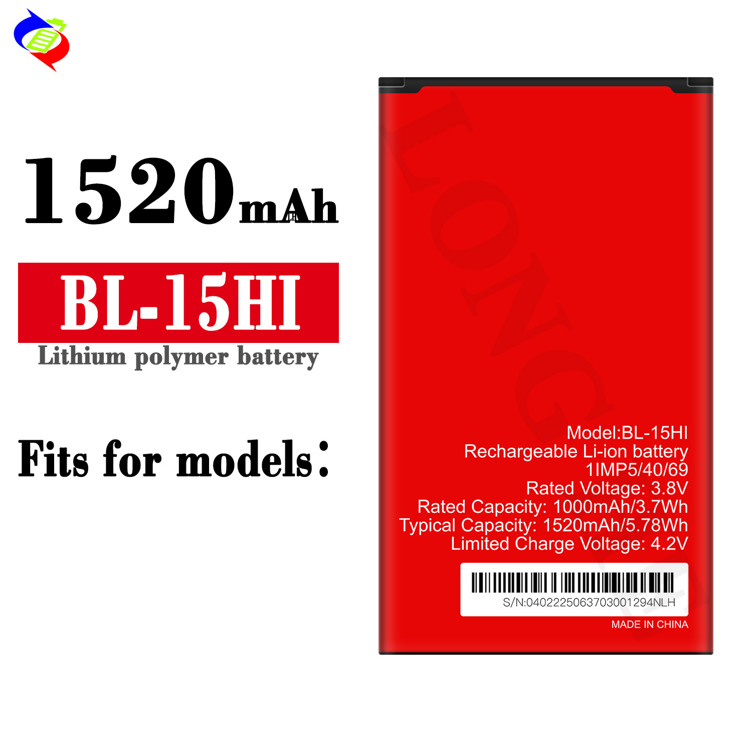 15HI , Factory Wholesale Mobile Phone BL-15HI 1520mAh 3.8V Battery for Itel Phone