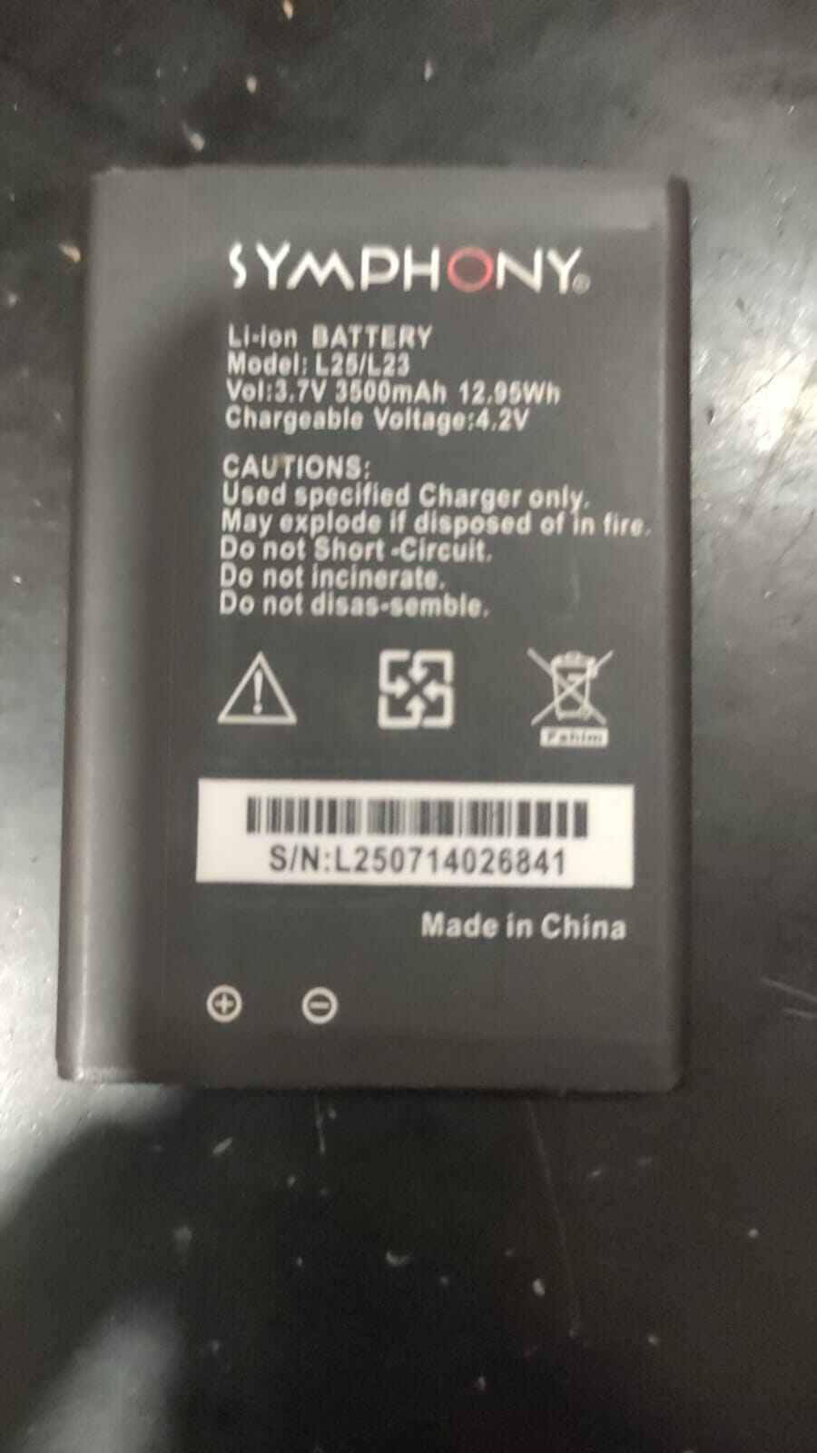 L23 / L25 , Symphony Mobile Battery For L23 / L25 Original Quality 3500 mAh